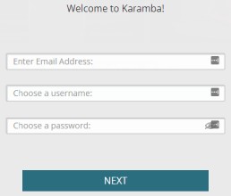 Registration form at Karamba